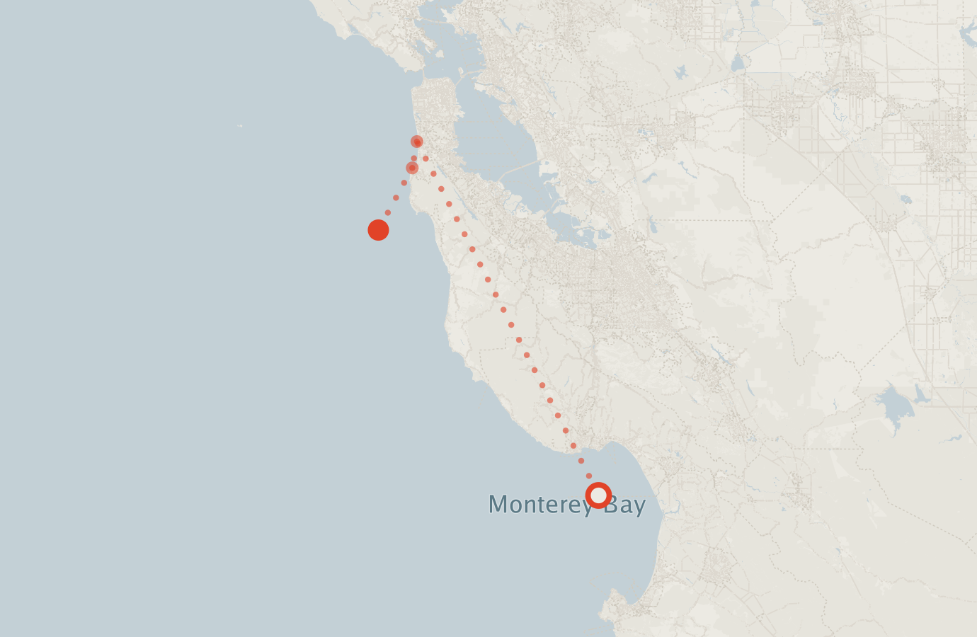 Activity map — real sighting points on an OpenStreetMap basemap