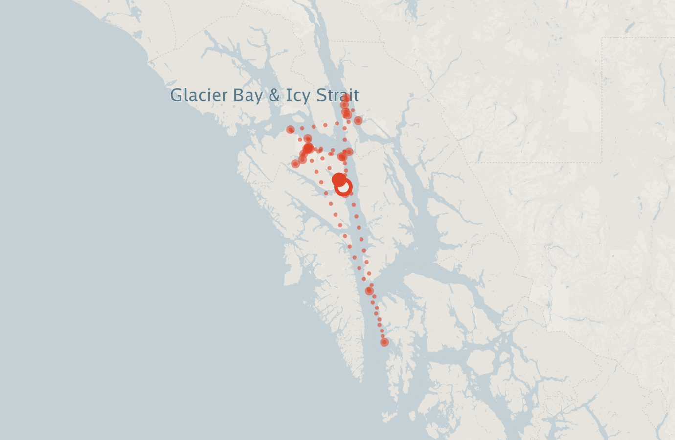 Activity map — real sighting points on an OpenStreetMap basemap