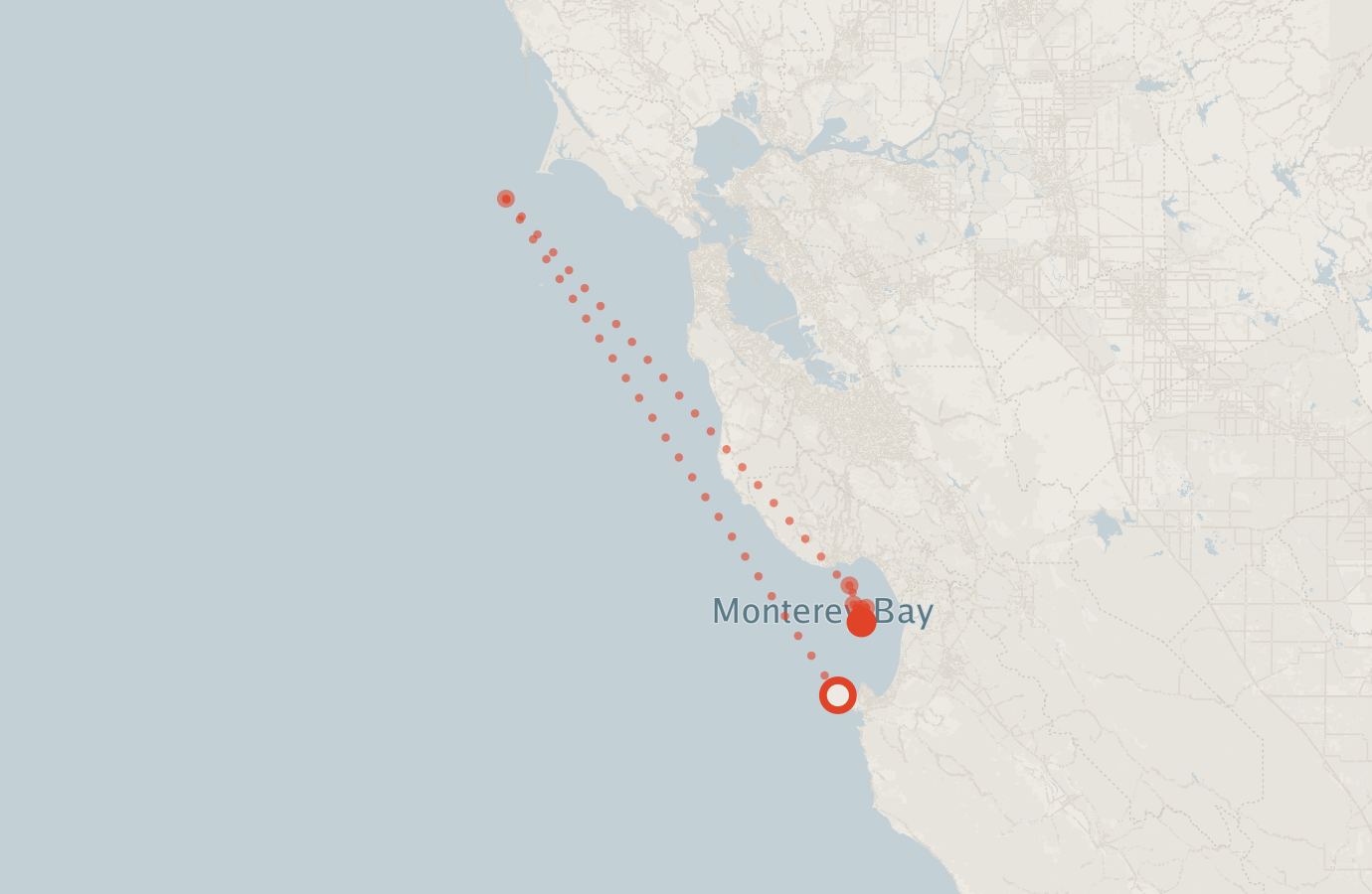 Activity map — real sighting points on an OpenStreetMap basemap