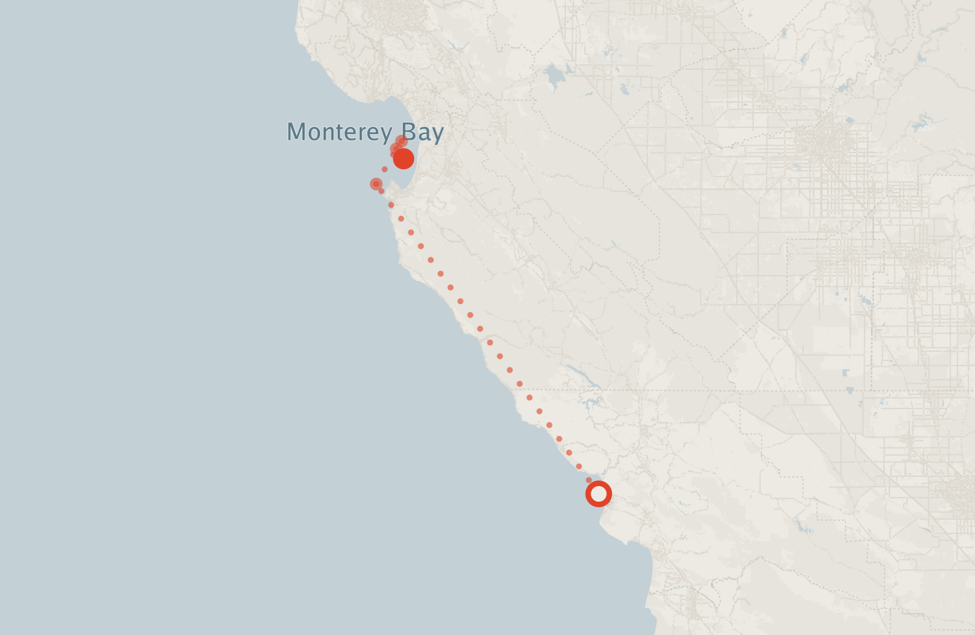 Activity map — real sighting points on an OpenStreetMap basemap