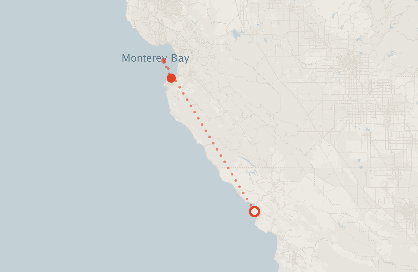 Activity map — real sighting points on an OpenStreetMap basemap