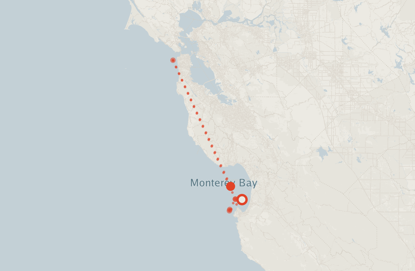 Activity map — real sighting points on an OpenStreetMap basemap