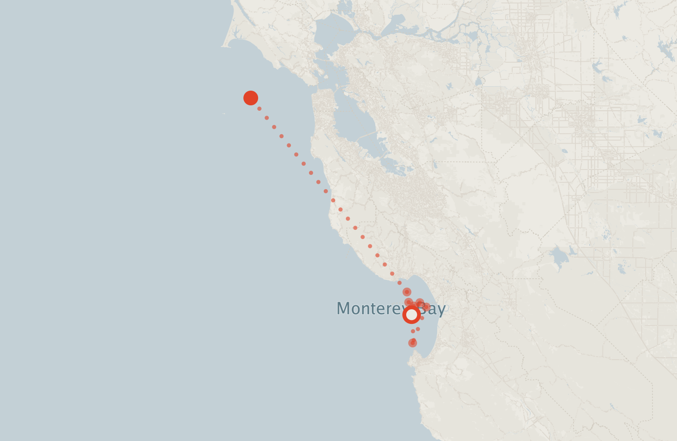 Activity map — real sighting points on an OpenStreetMap basemap