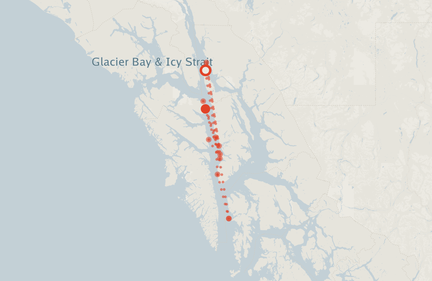 Activity map — real sighting points on an OpenStreetMap basemap