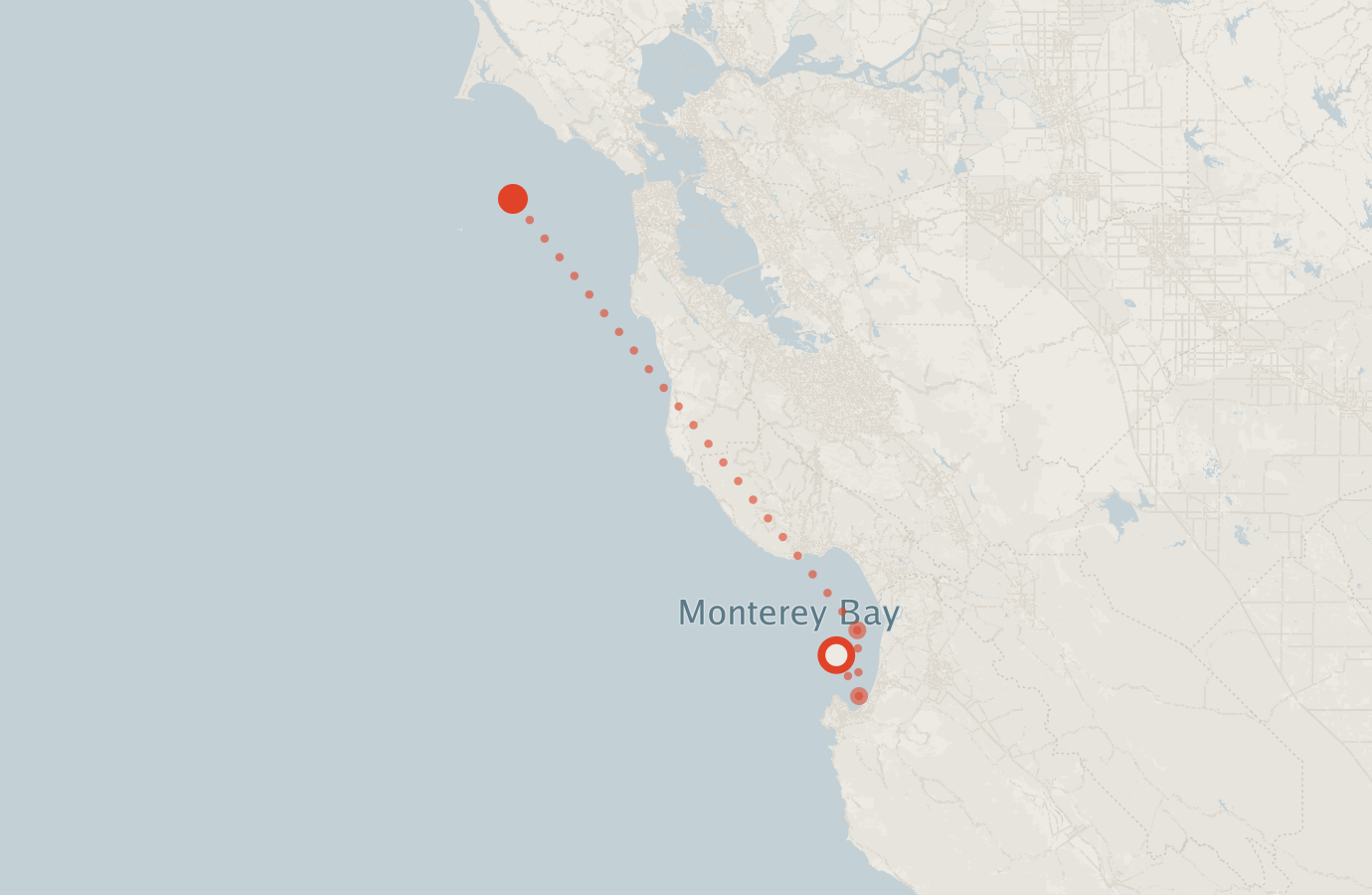 Activity map — real sighting points on an OpenStreetMap basemap