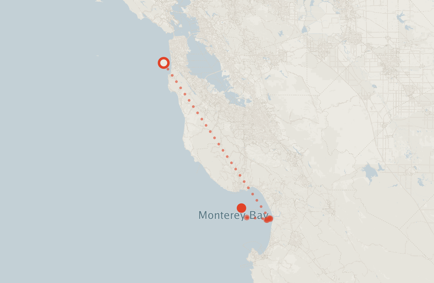 Activity map — real sighting points on an OpenStreetMap basemap