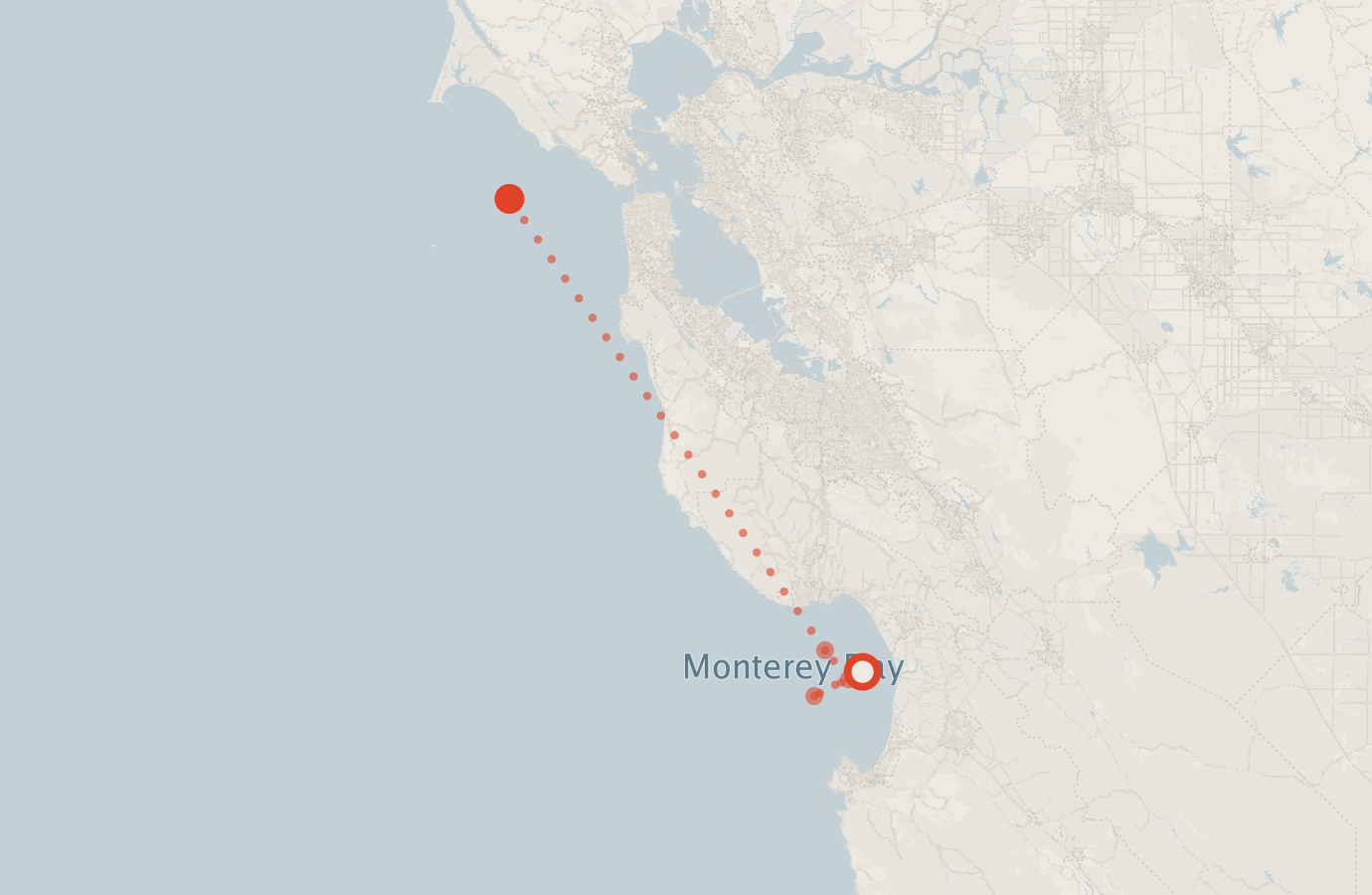 Activity map — real sighting points on an OpenStreetMap basemap