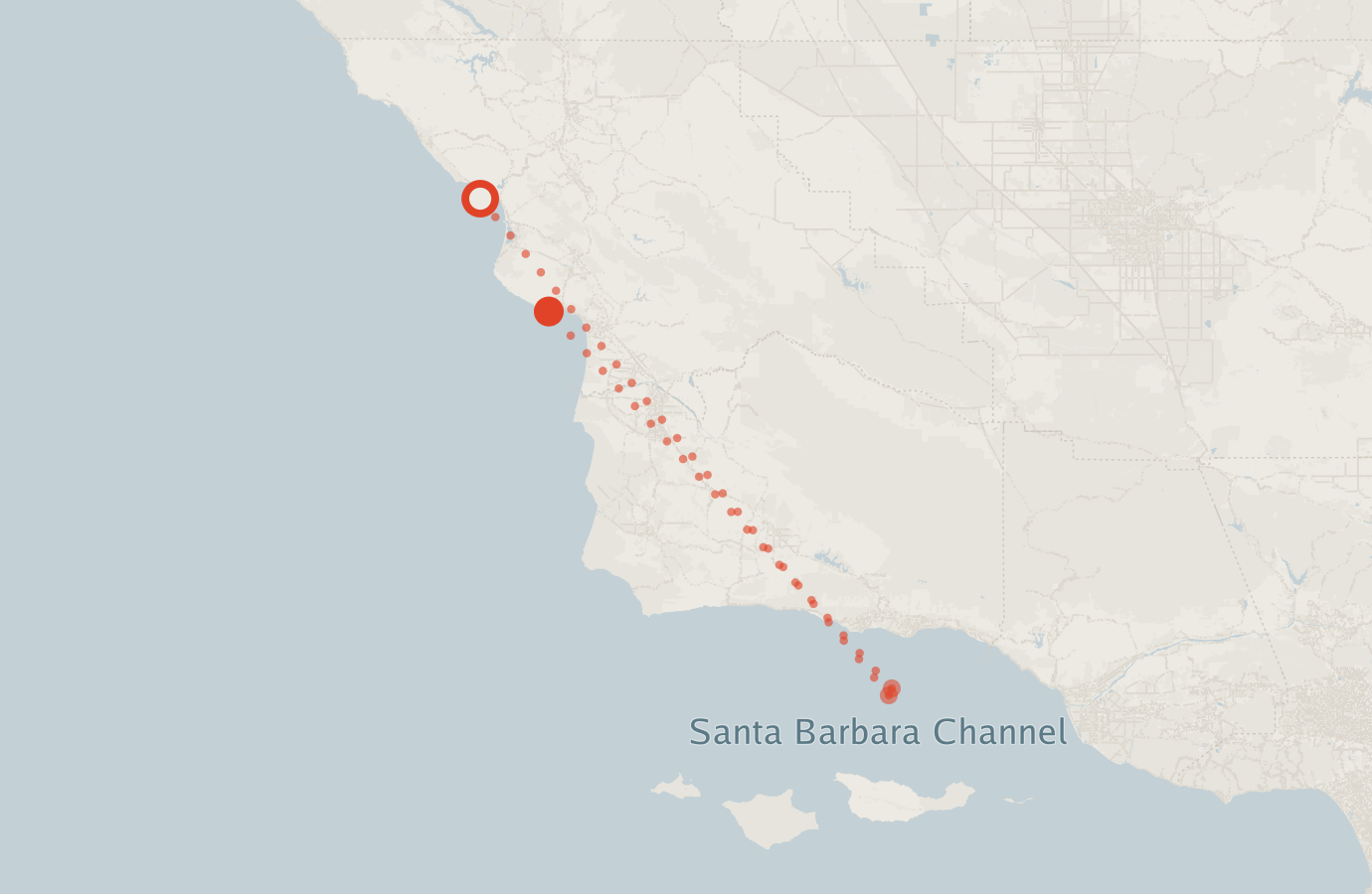 Activity map — real sighting points on an OpenStreetMap basemap