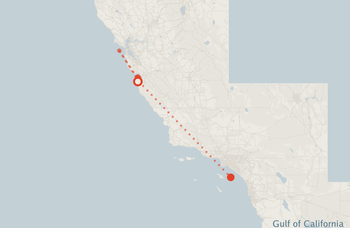 Activity map — real sighting points on an OpenStreetMap basemap
