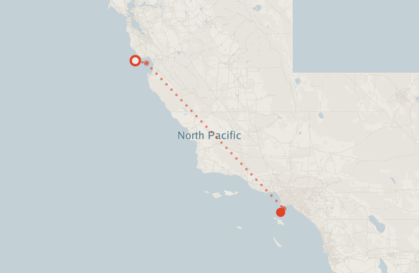 Activity map — real sighting points on an OpenStreetMap basemap