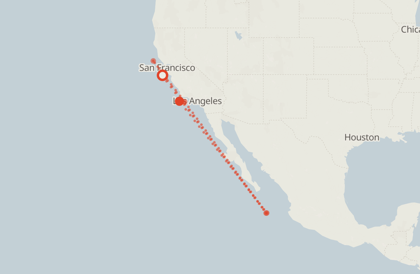 Activity map — real sighting points on an OpenStreetMap basemap