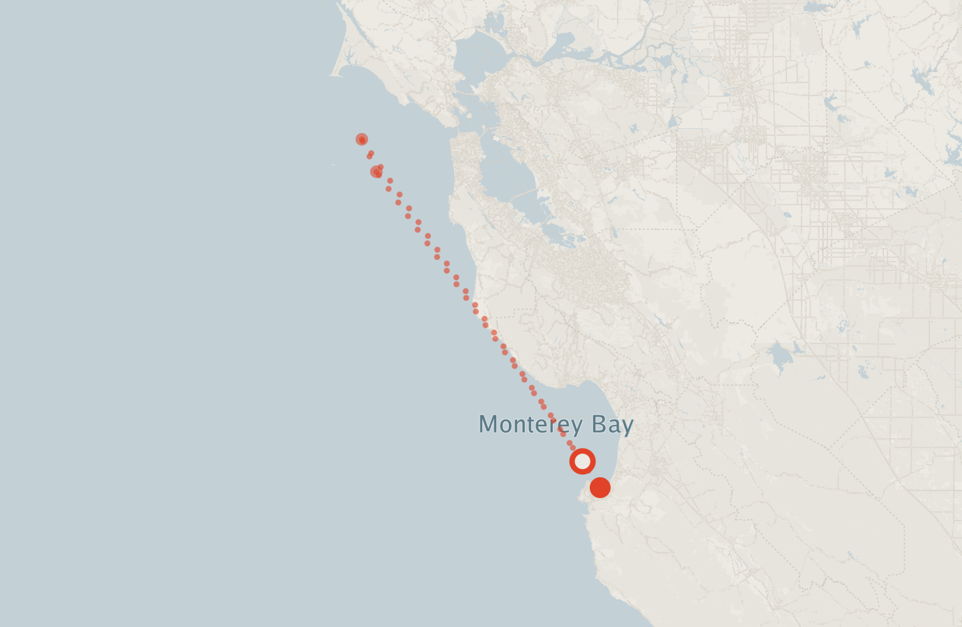 Activity map — real sighting points on an OpenStreetMap basemap