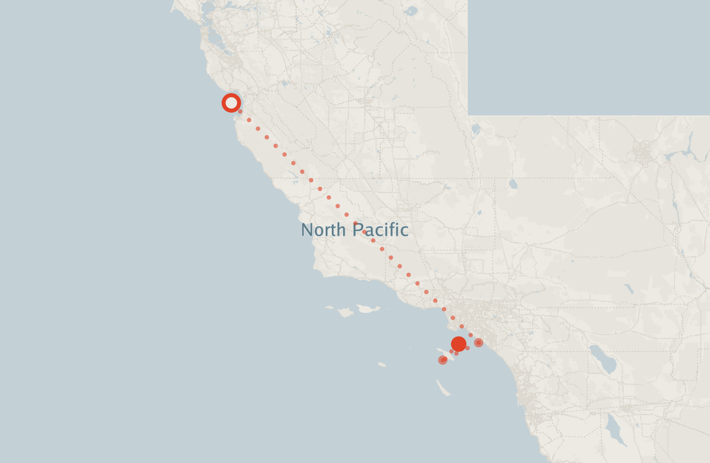Activity map — real sighting points on an OpenStreetMap basemap