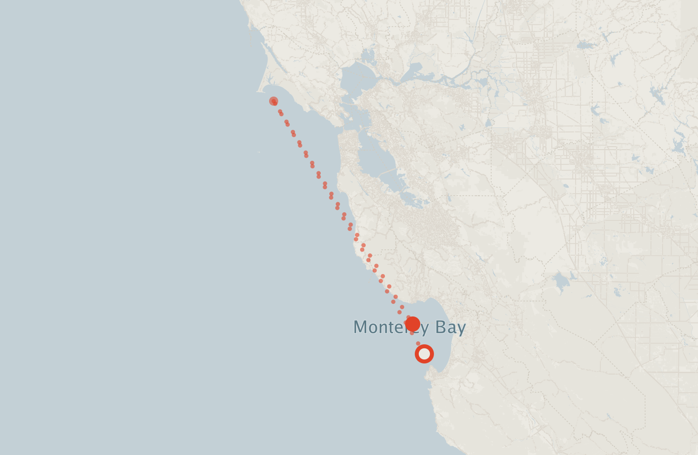Activity map — real sighting points on an OpenStreetMap basemap