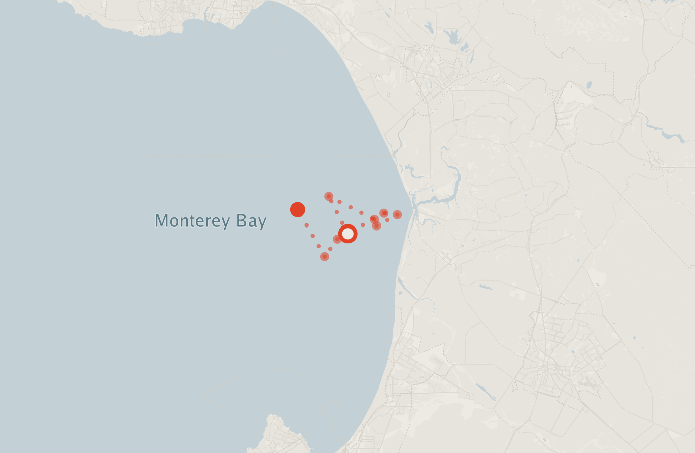 Activity map — real sighting points on an OpenStreetMap basemap