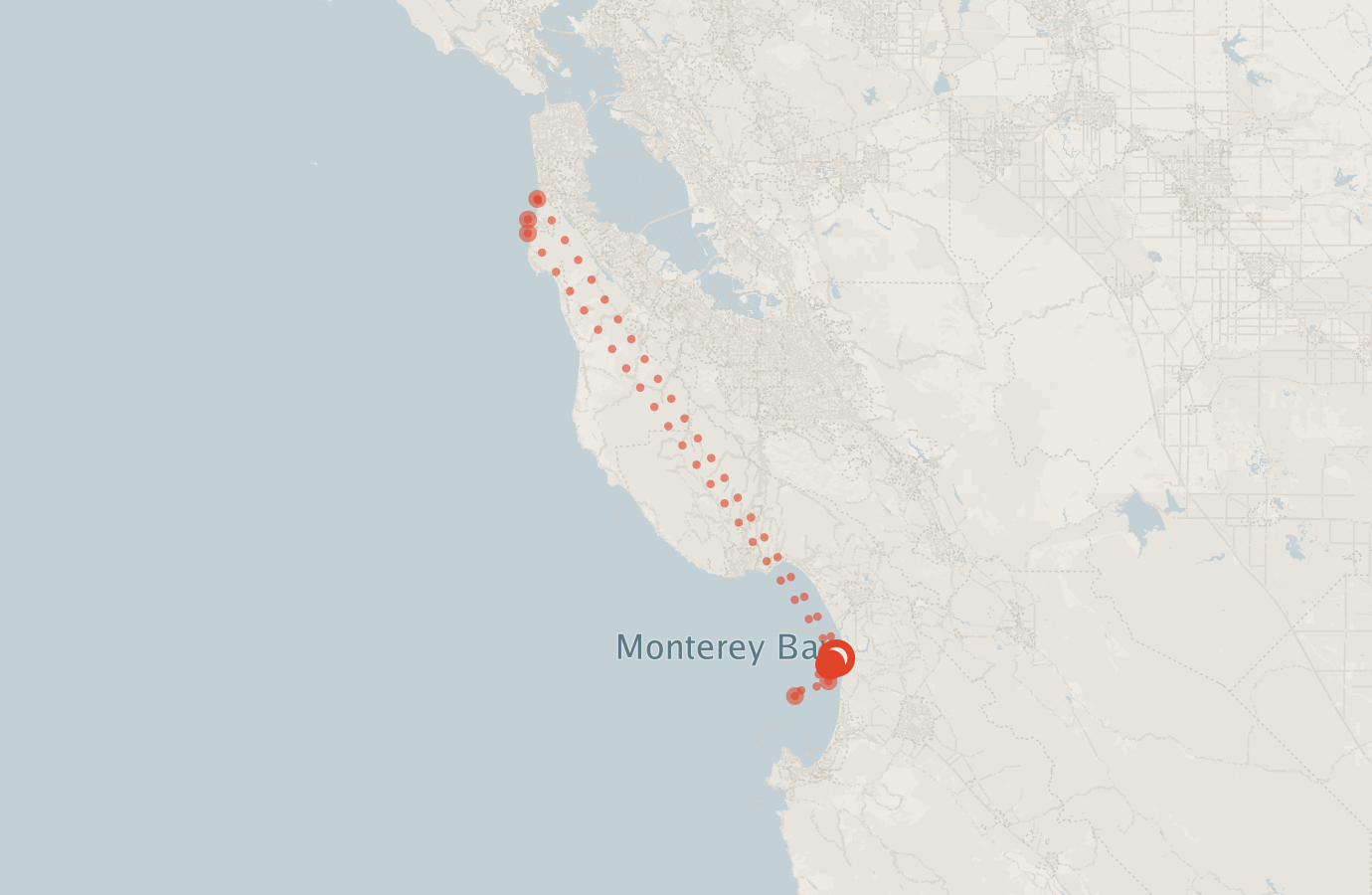 Activity map — real sighting points on an OpenStreetMap basemap