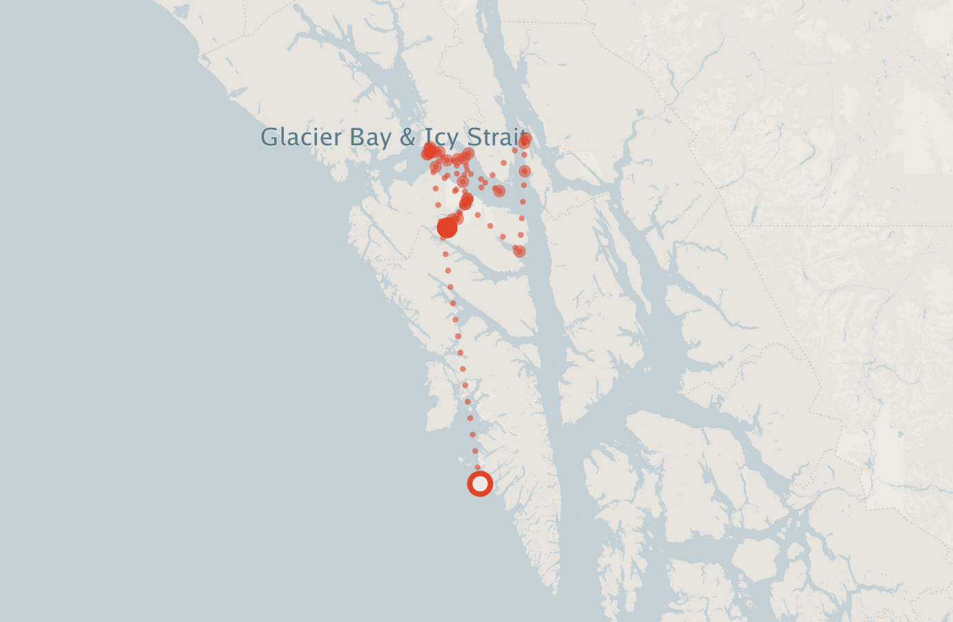Activity map — real sighting points on an OpenStreetMap basemap