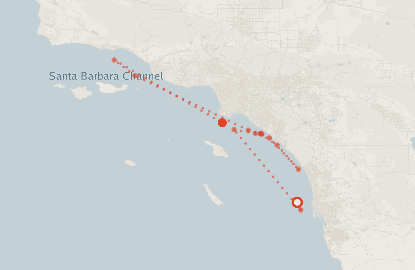 Activity map — real sighting points on an OpenStreetMap basemap