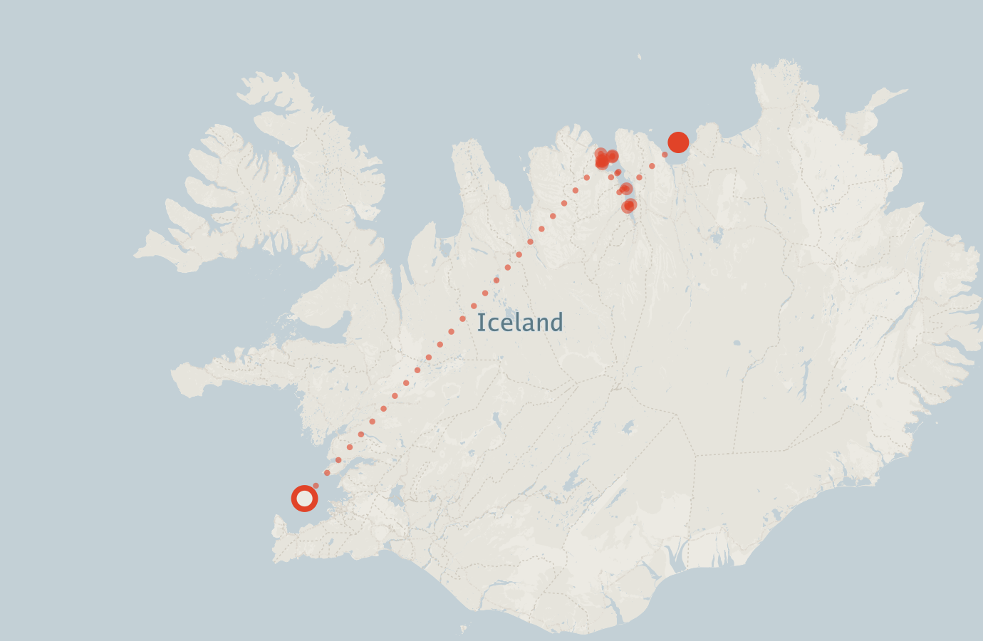 Activity map — real sighting points on an OpenStreetMap basemap