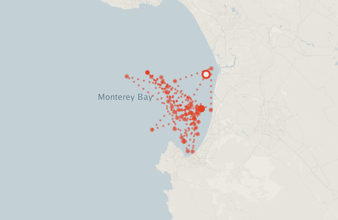 Activity map — real sighting points on an OpenStreetMap basemap