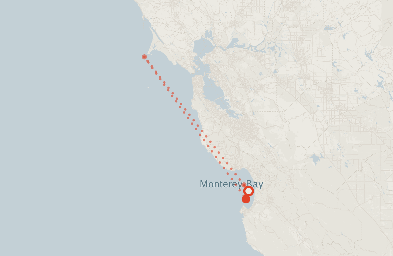 Activity map — real sighting points on an OpenStreetMap basemap