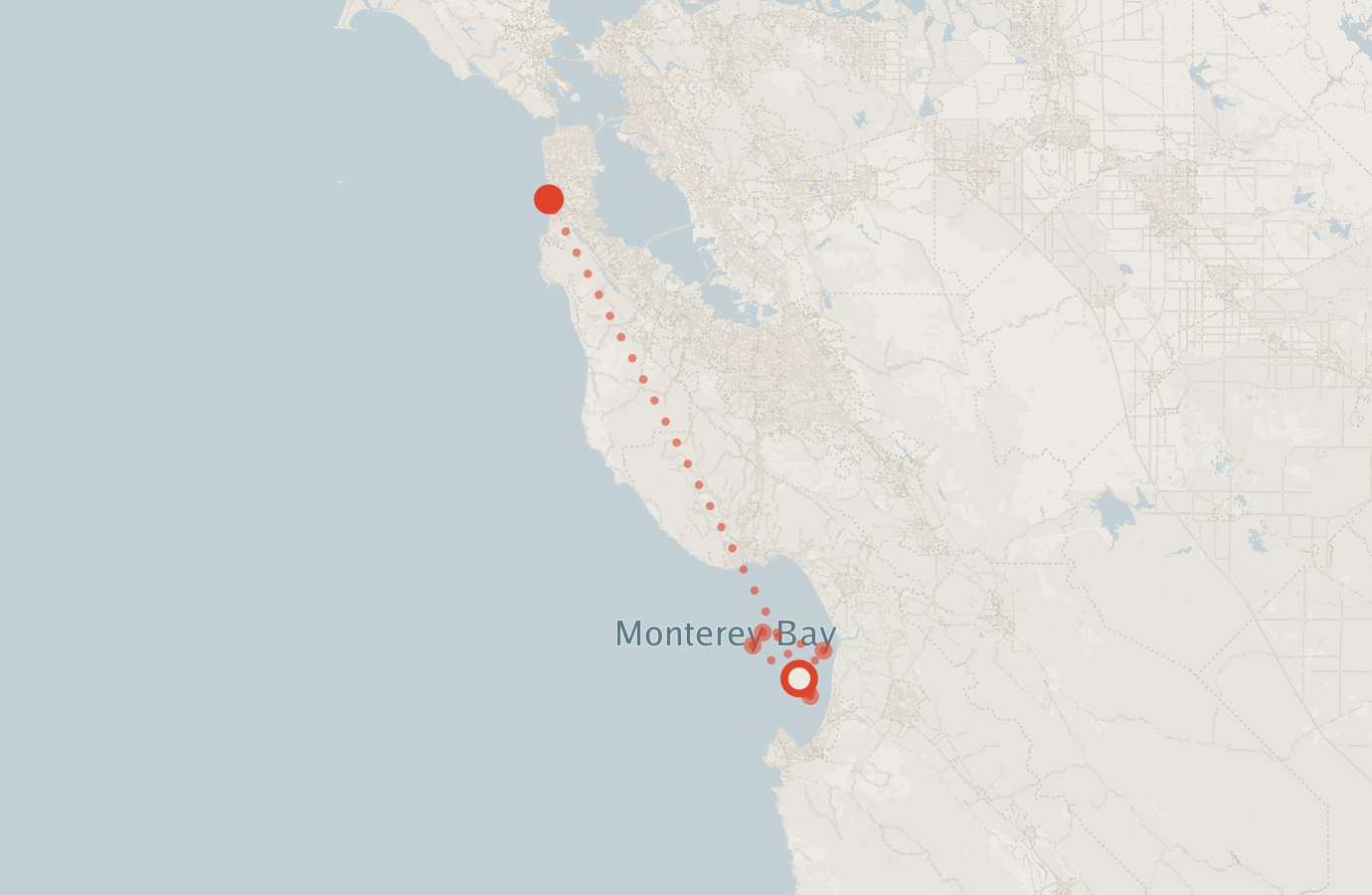 Activity map — real sighting points on an OpenStreetMap basemap