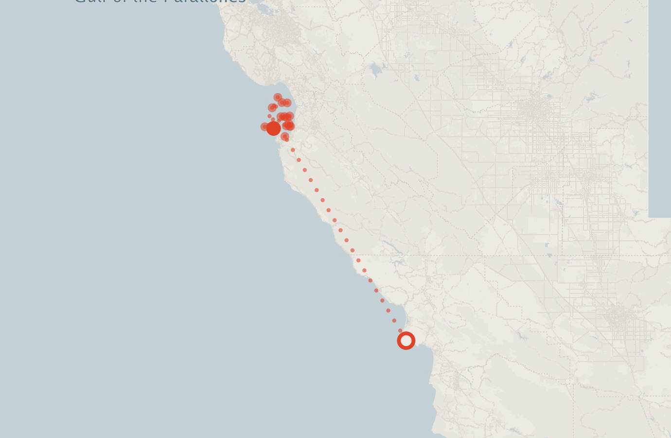 Activity map — real sighting points on an OpenStreetMap basemap