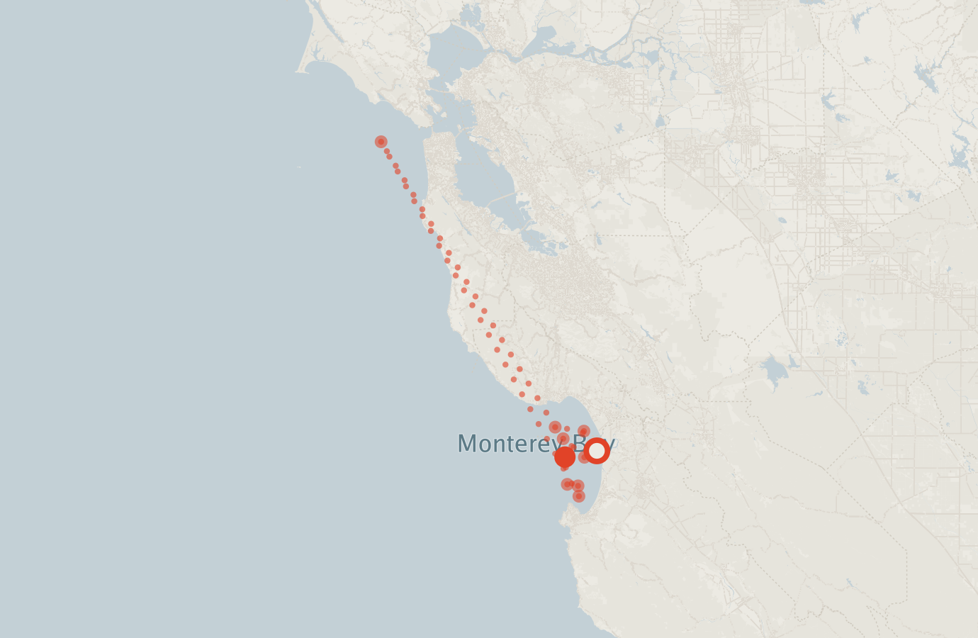 Activity map — real sighting points on an OpenStreetMap basemap