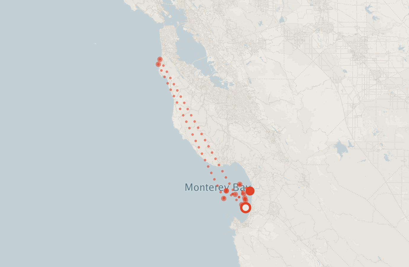 Activity map — real sighting points on an OpenStreetMap basemap