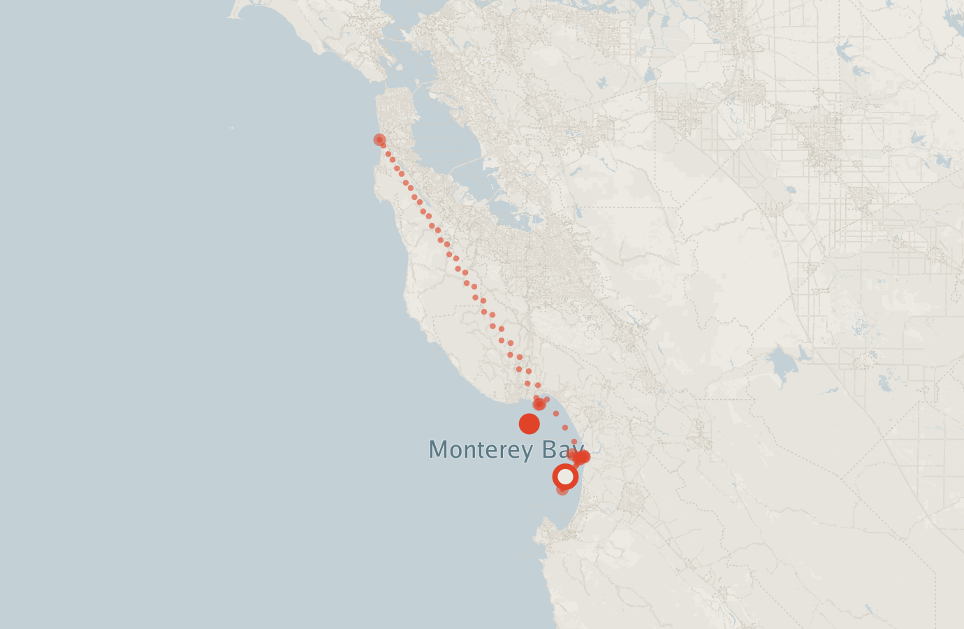 Activity map — real sighting points on an OpenStreetMap basemap