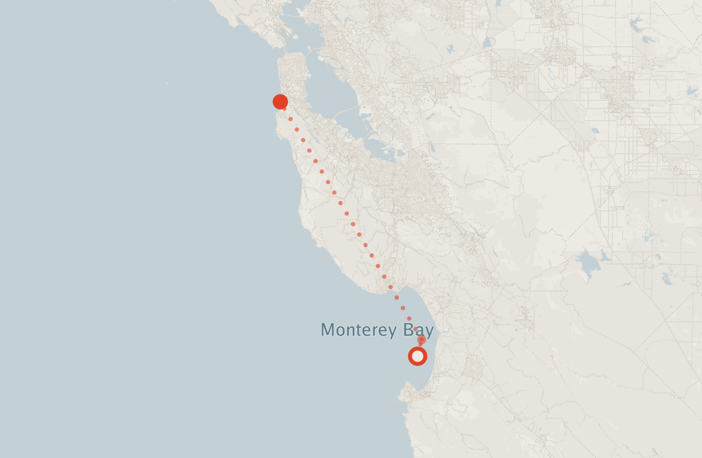 Activity map — real sighting points on an OpenStreetMap basemap