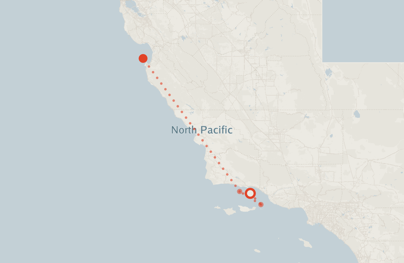 Activity map — real sighting points on an OpenStreetMap basemap