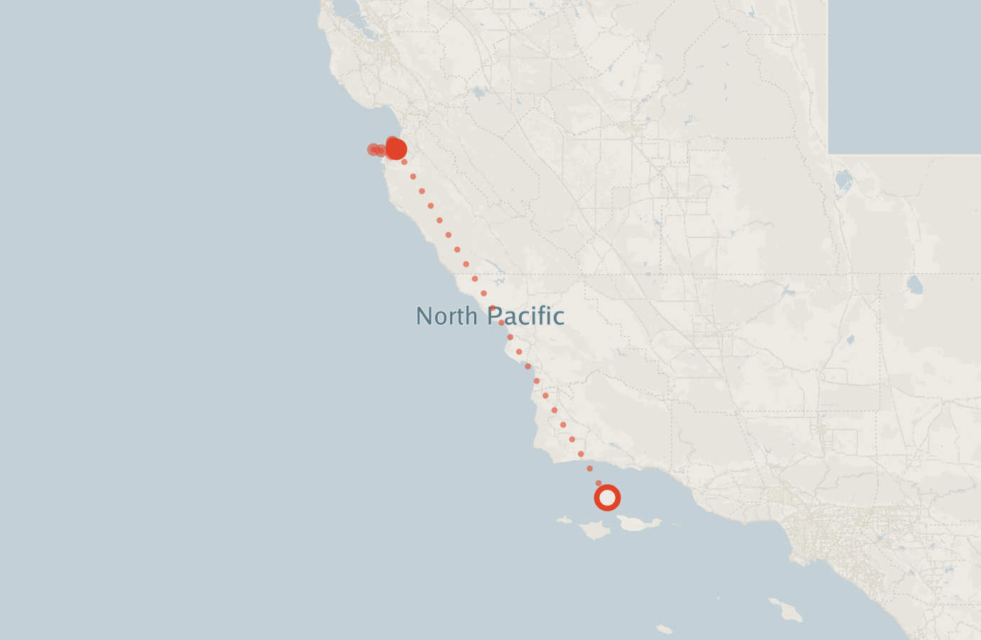 Activity map — real sighting points on an OpenStreetMap basemap