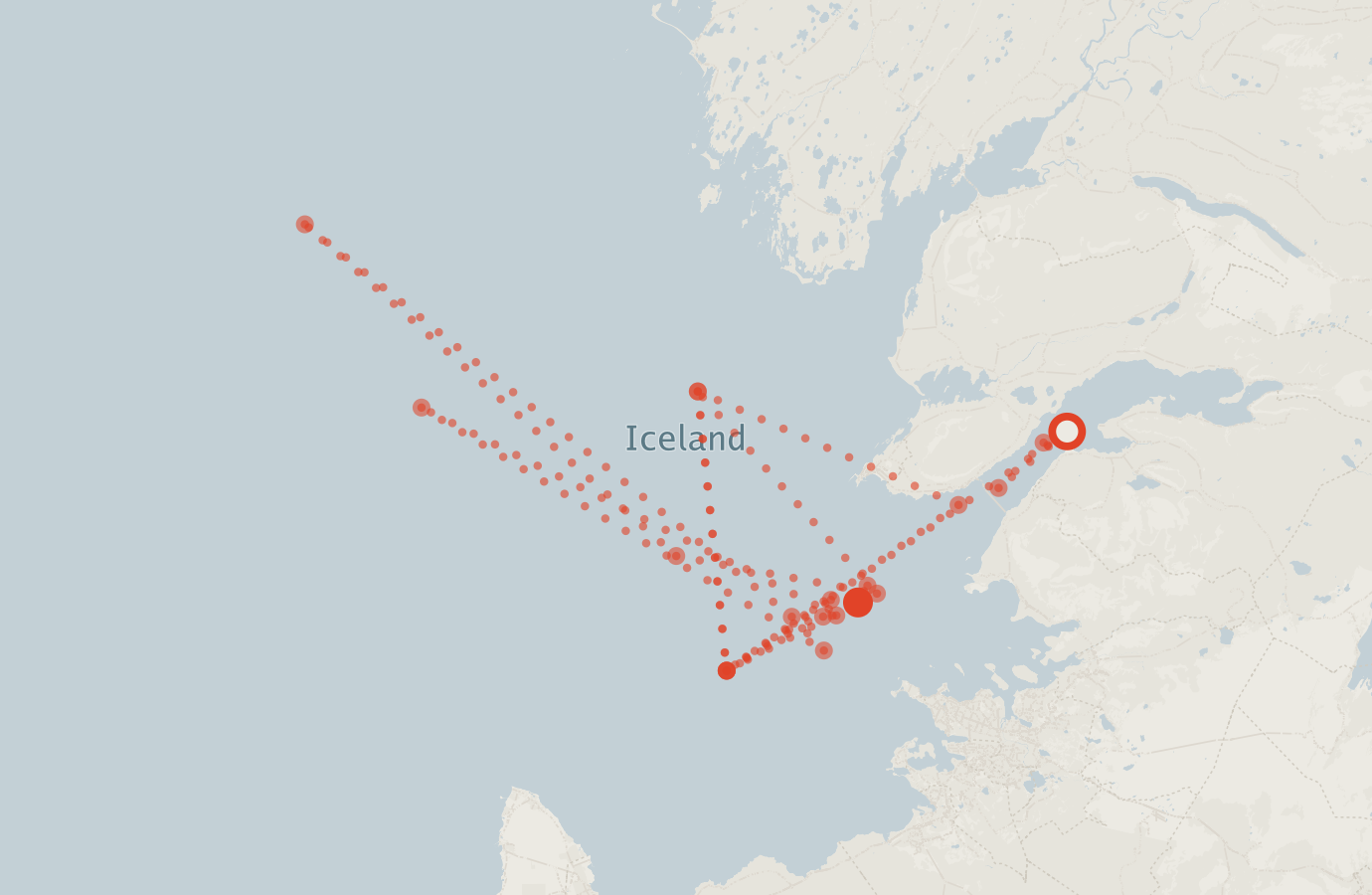 Activity map — real sighting points on an OpenStreetMap basemap