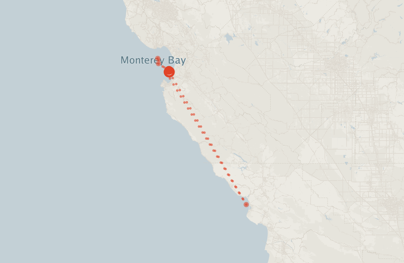 Activity map — real sighting points on an OpenStreetMap basemap