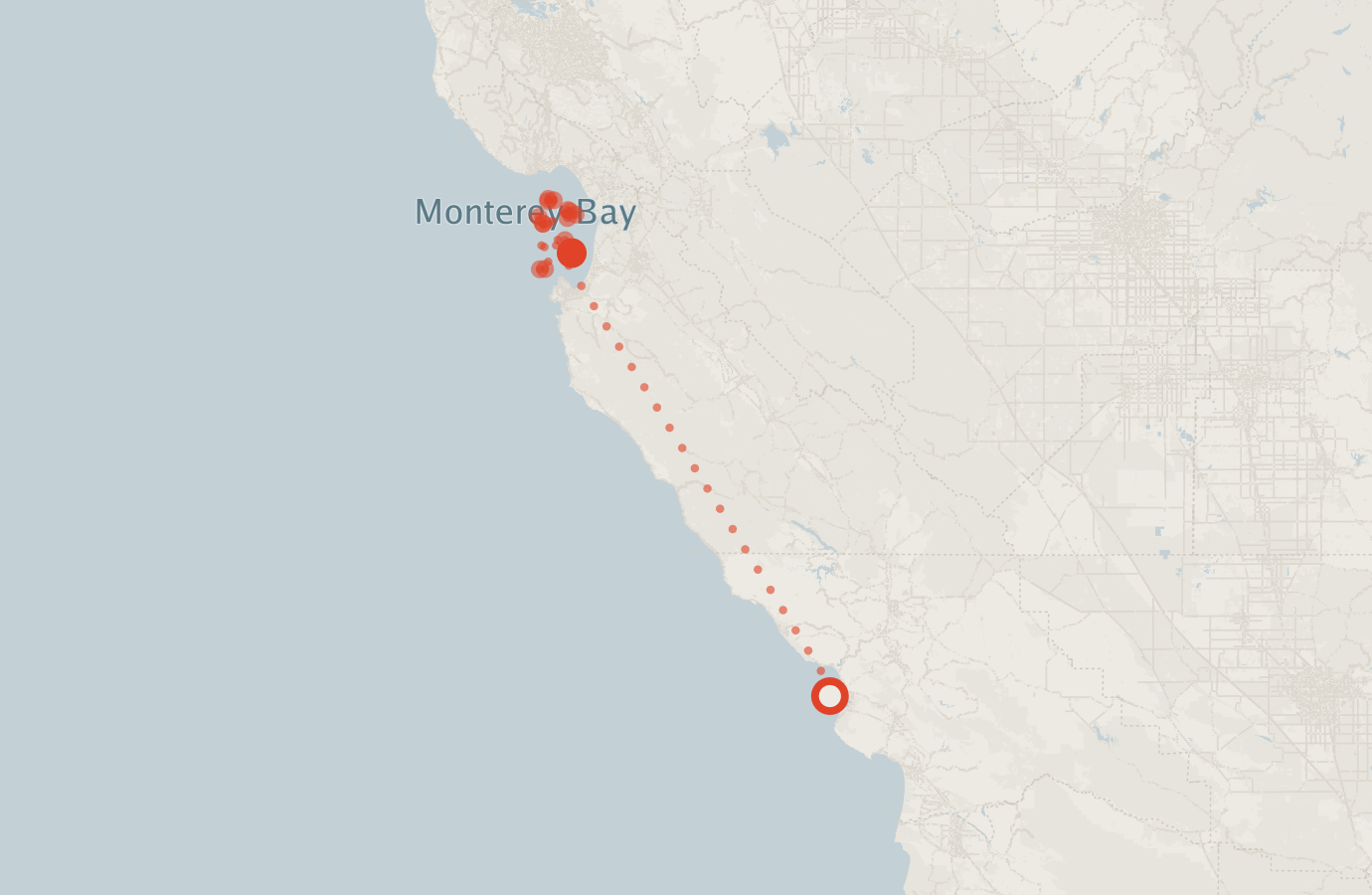 Activity map — real sighting points on an OpenStreetMap basemap