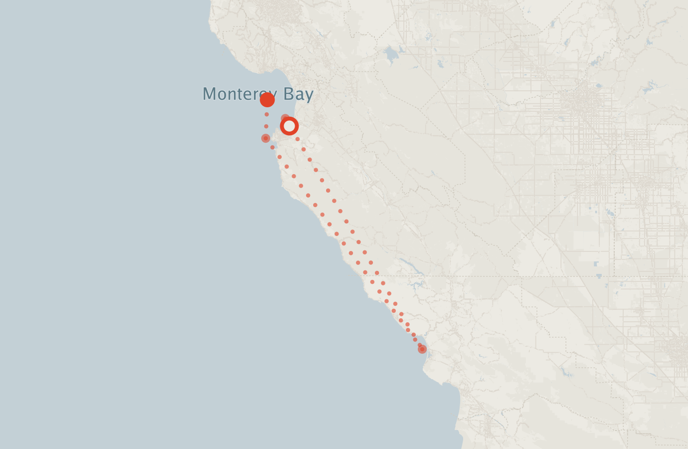 Activity map — real sighting points on an OpenStreetMap basemap