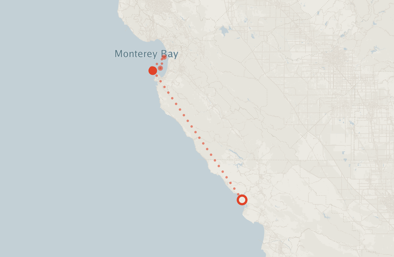 Activity map — real sighting points on an OpenStreetMap basemap