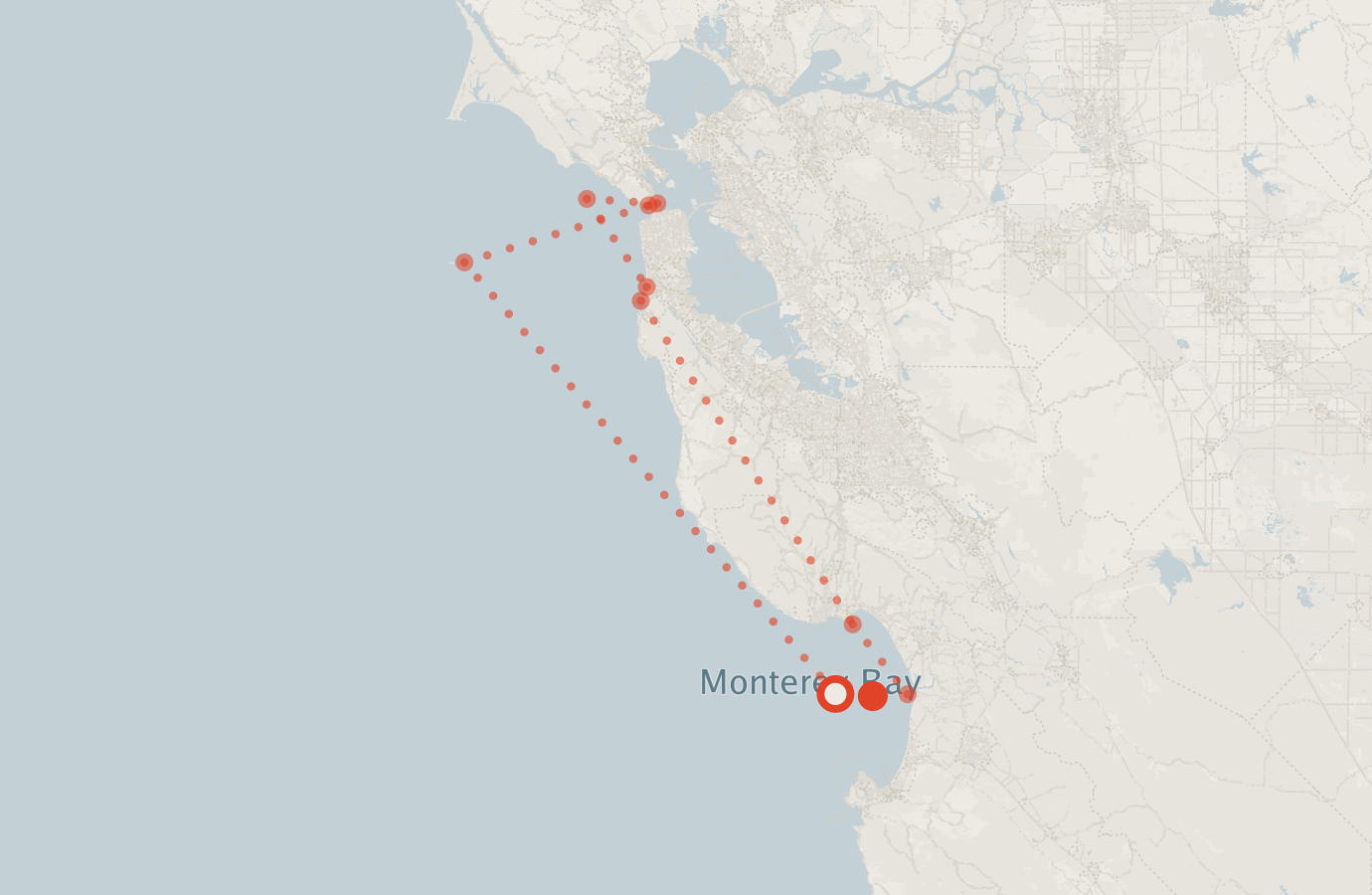 Activity map — real sighting points on an OpenStreetMap basemap