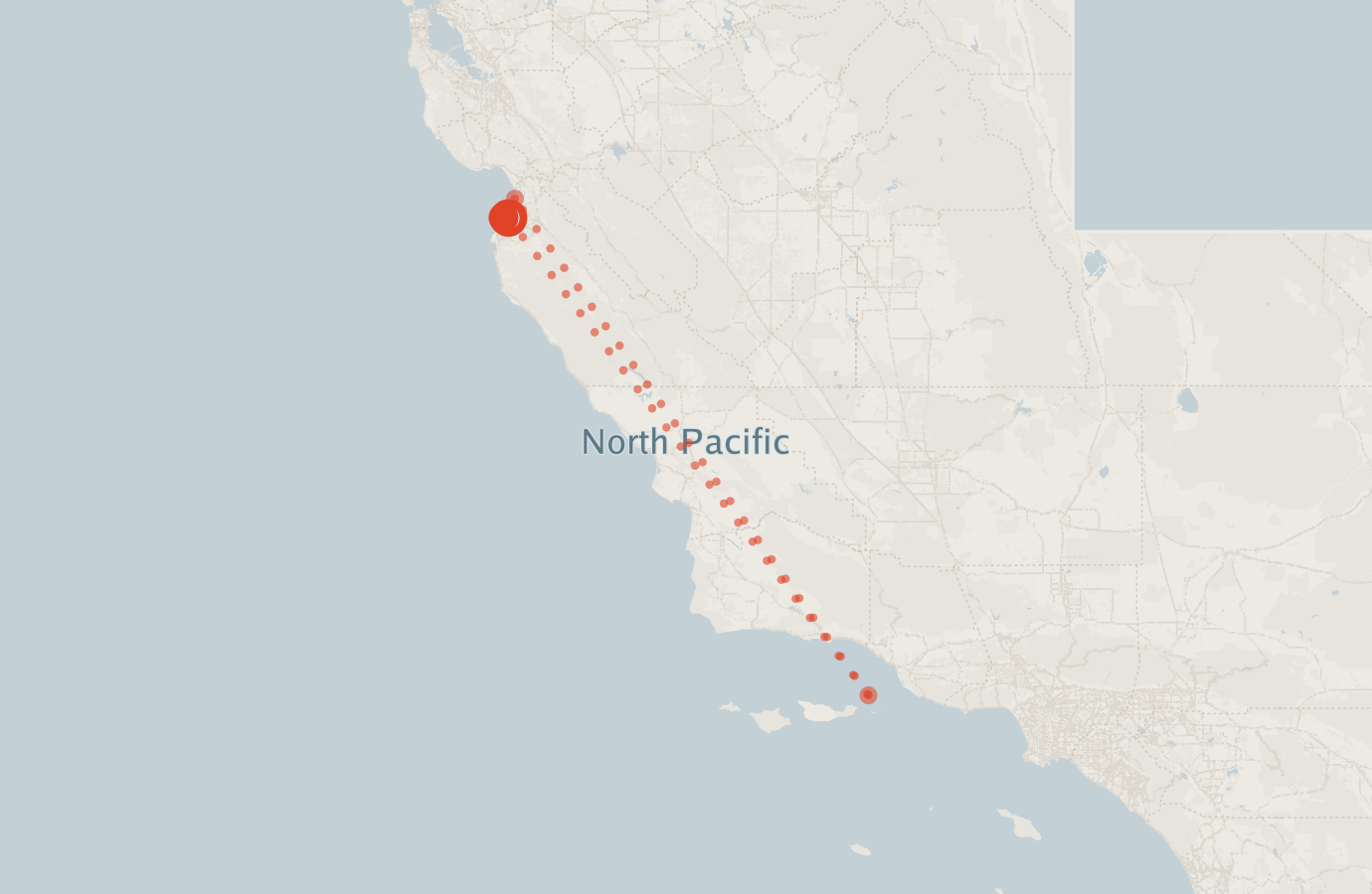 Activity map — real sighting points on an OpenStreetMap basemap