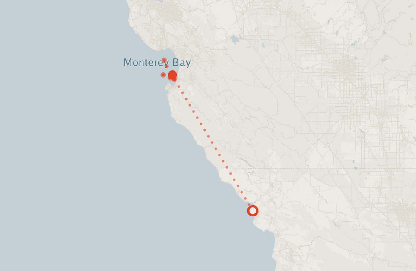 Activity map — real sighting points on an OpenStreetMap basemap
