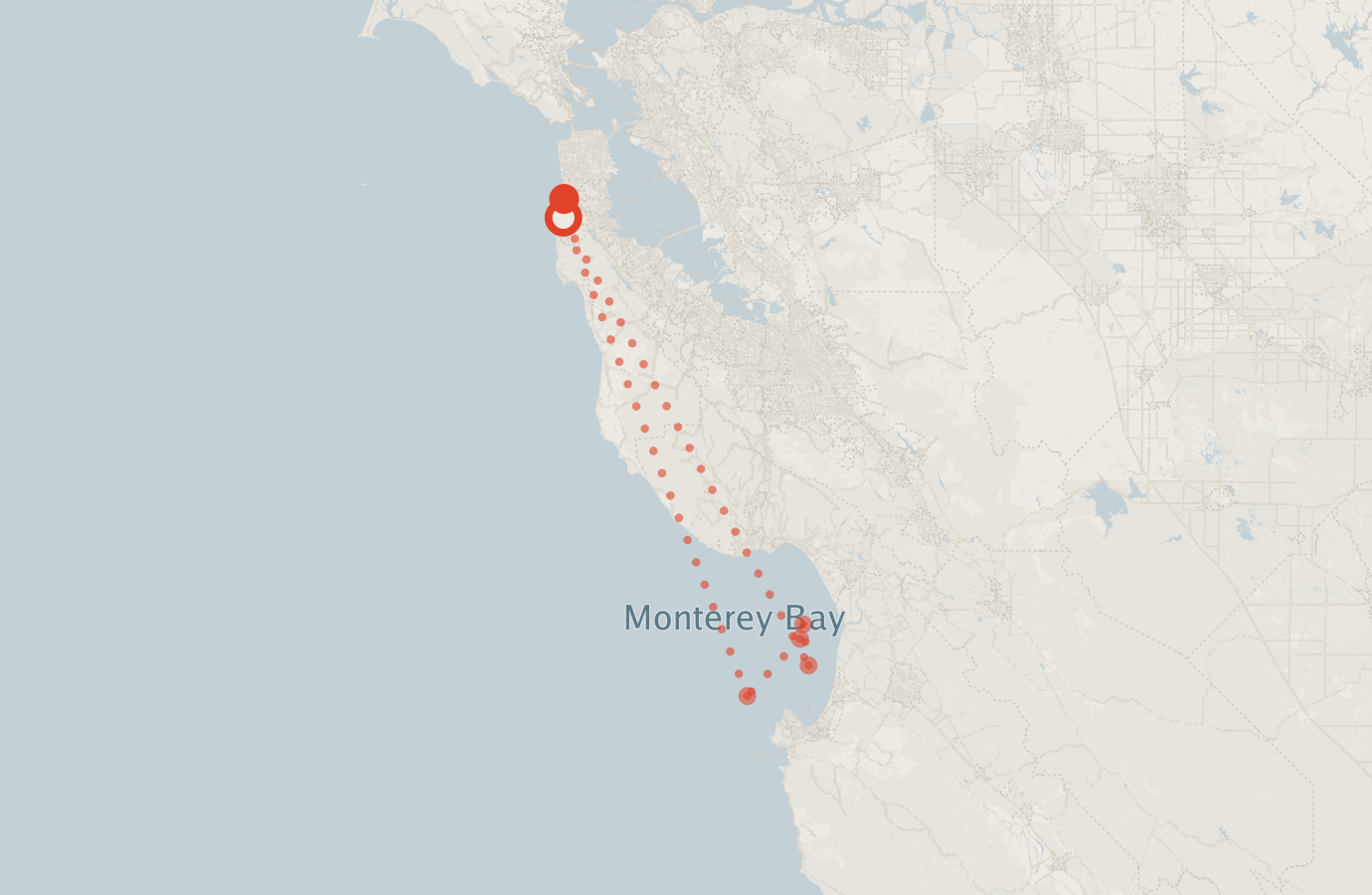 Activity map — real sighting points on an OpenStreetMap basemap