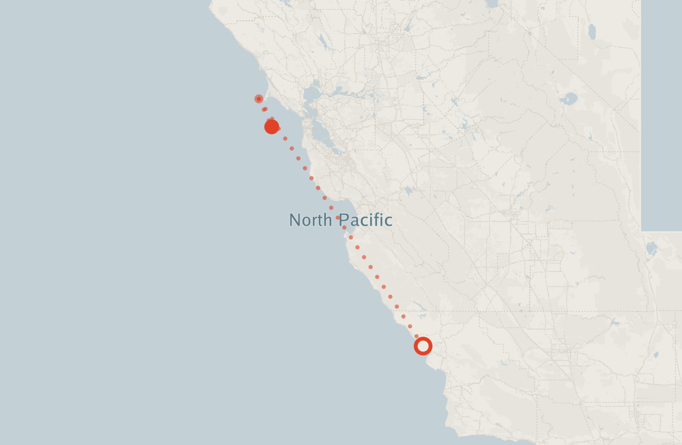 Activity map — real sighting points on an OpenStreetMap basemap