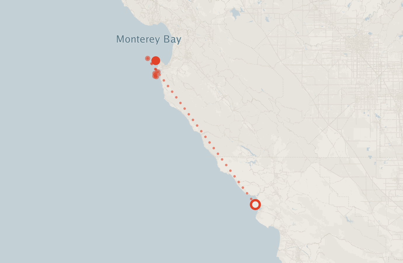 Activity map — real sighting points on an OpenStreetMap basemap