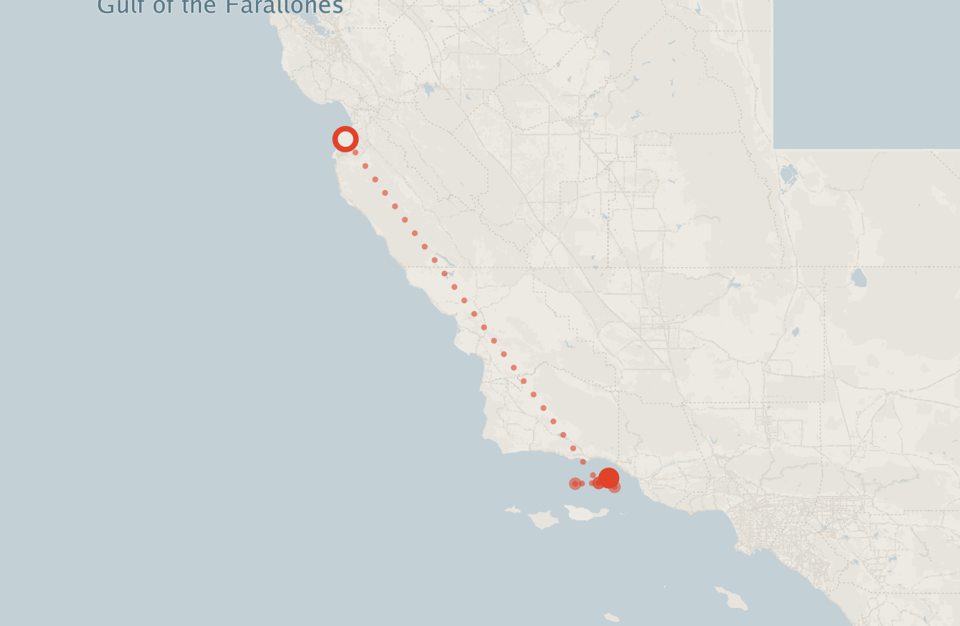 Activity map — real sighting points on an OpenStreetMap basemap