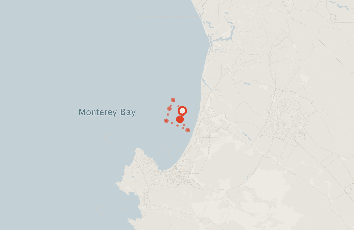 Activity map — real sighting points on an OpenStreetMap basemap