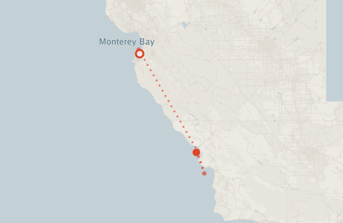 Activity map — real sighting points on an OpenStreetMap basemap