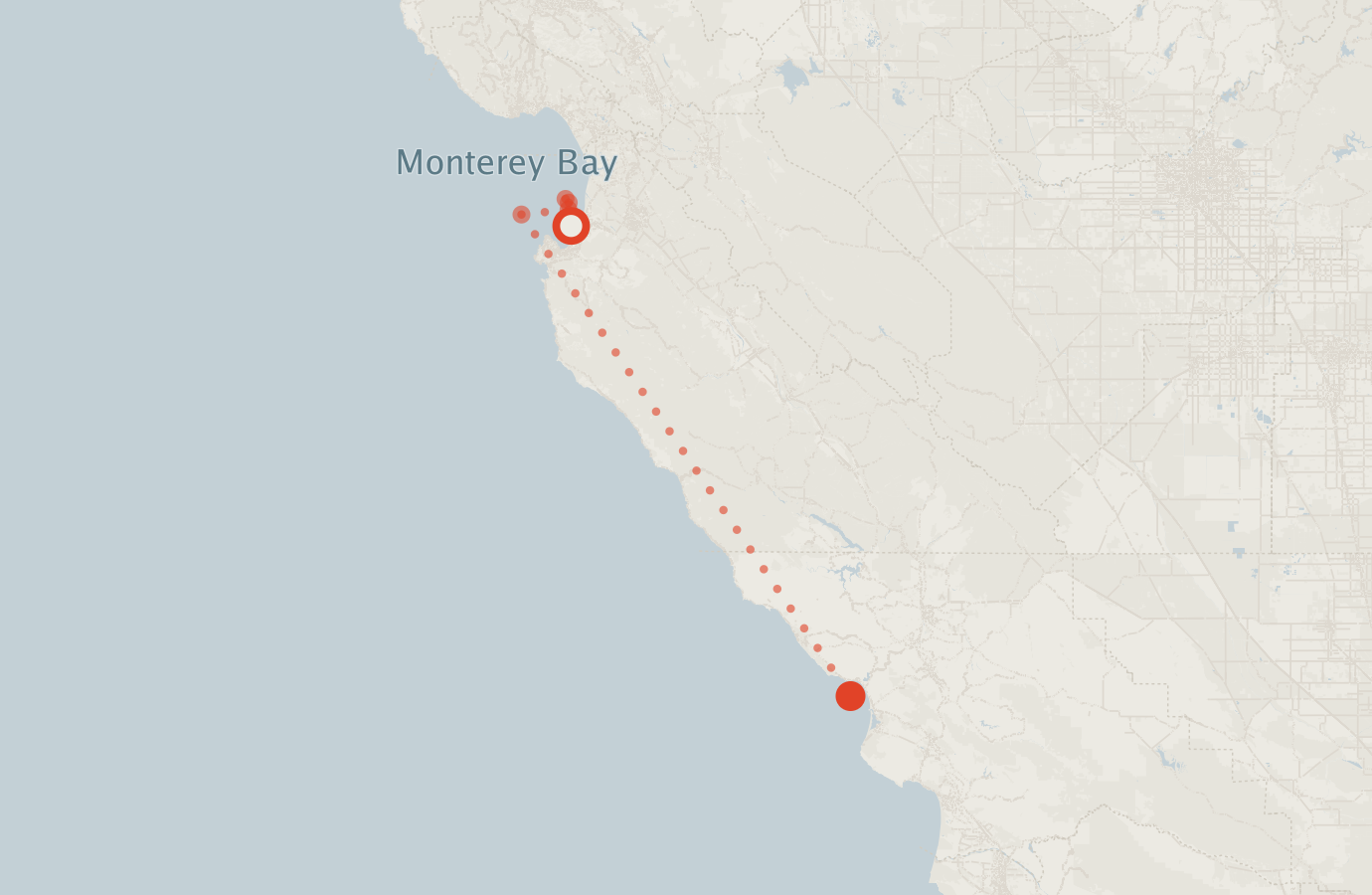 Activity map — real sighting points on an OpenStreetMap basemap