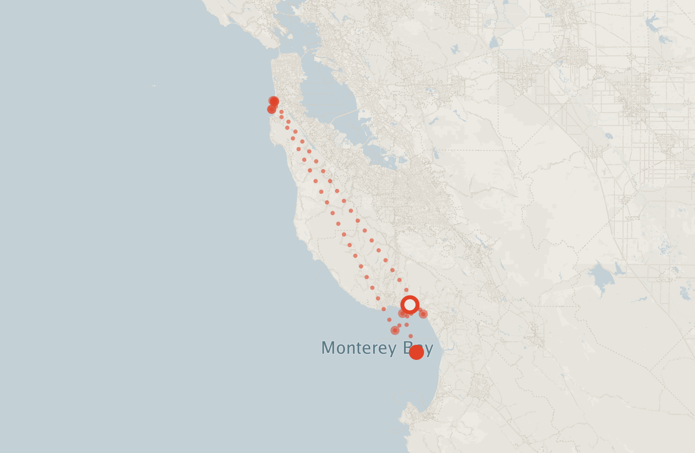 Activity map — real sighting points on an OpenStreetMap basemap