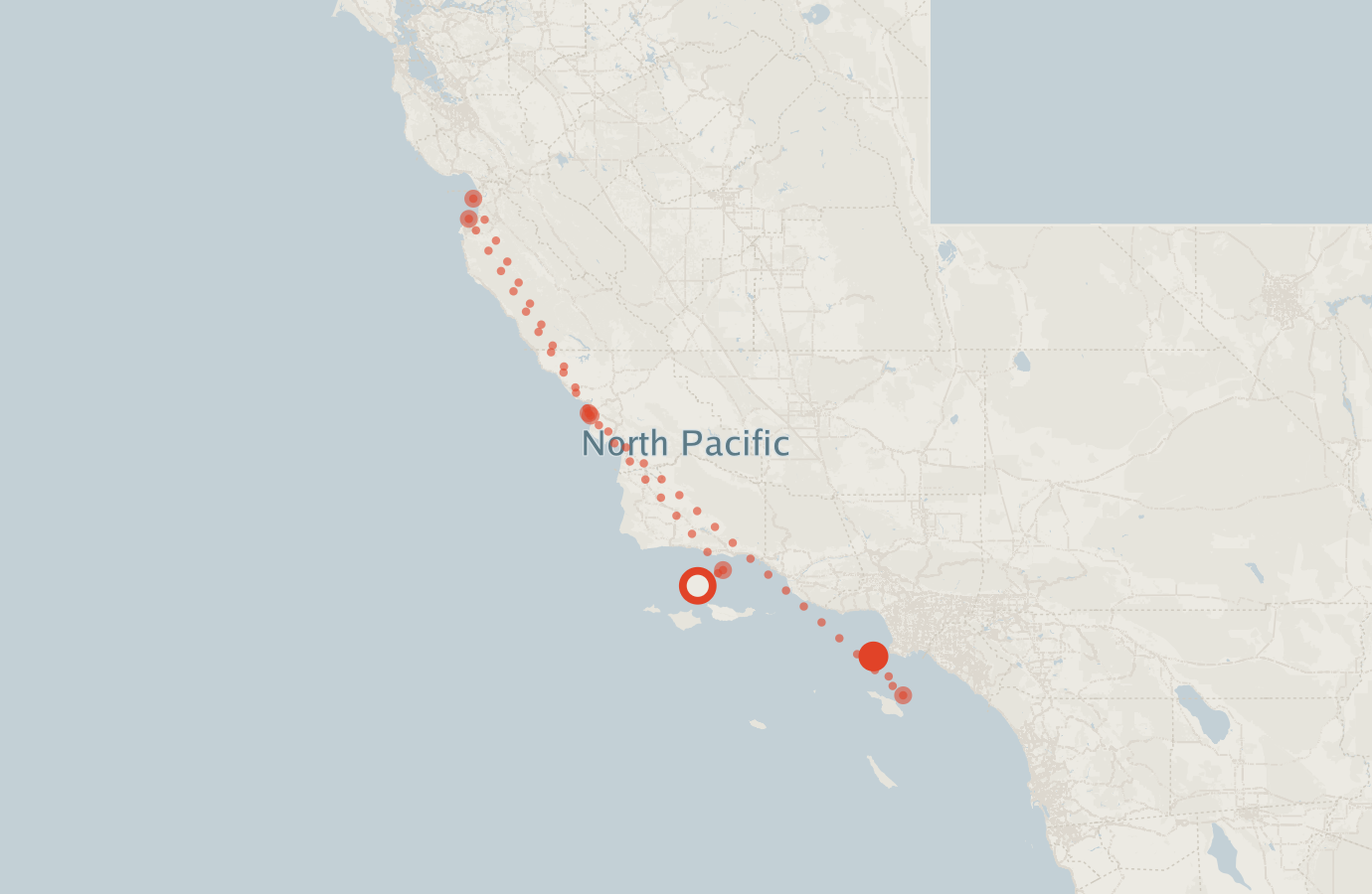 Activity map — real sighting points on an OpenStreetMap basemap